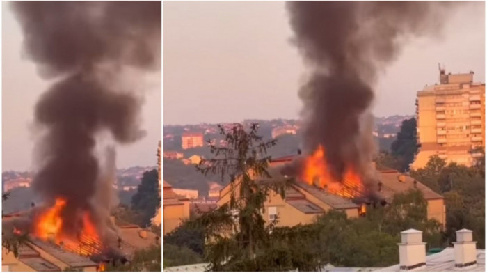 Veliki požar na Kanarevom brdu: Gori stan na petom spratu, na terenu 19 vatrogasaca sa šest vozila