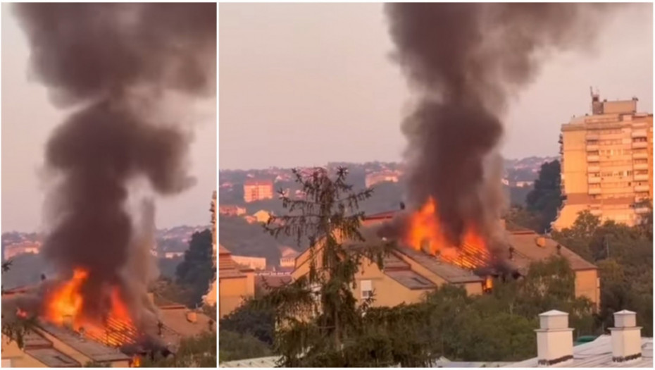 Veliki požar na Kanarevom brdu: Gori stan na petom spratu, na terenu 19 vatrogasaca sa šest vozila