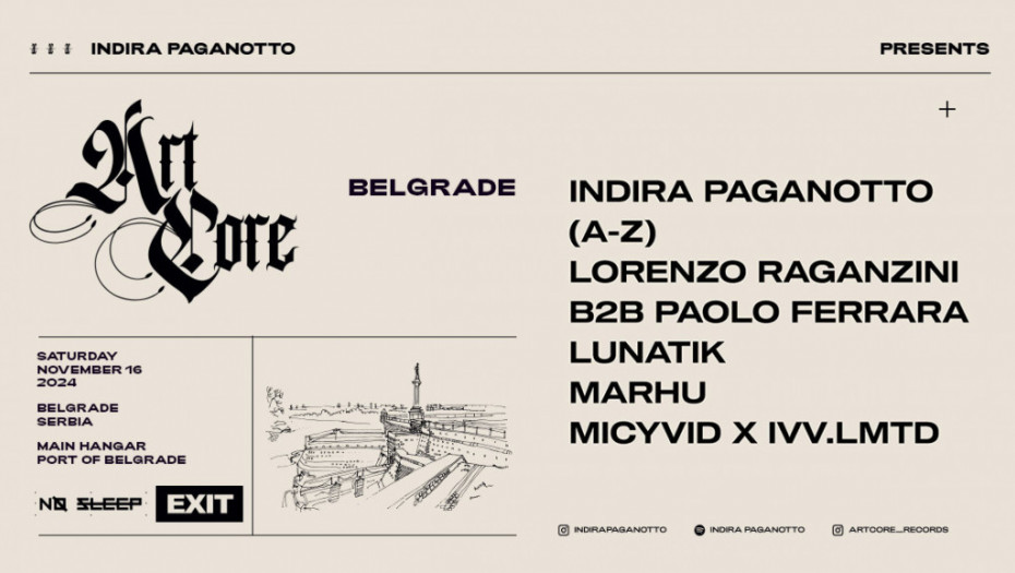 Indira Paganotto izabrala Beograd i Exitov No Sleep za evropsko finale svoje ARTCORE turneje