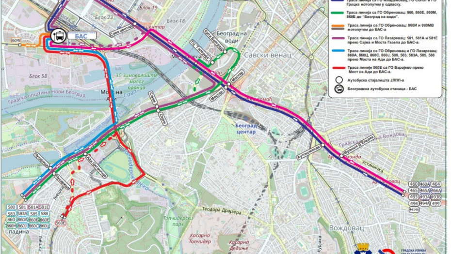 Promena trasa autobusa zbog izmeštanja Centralne beogradske autobuske stanice