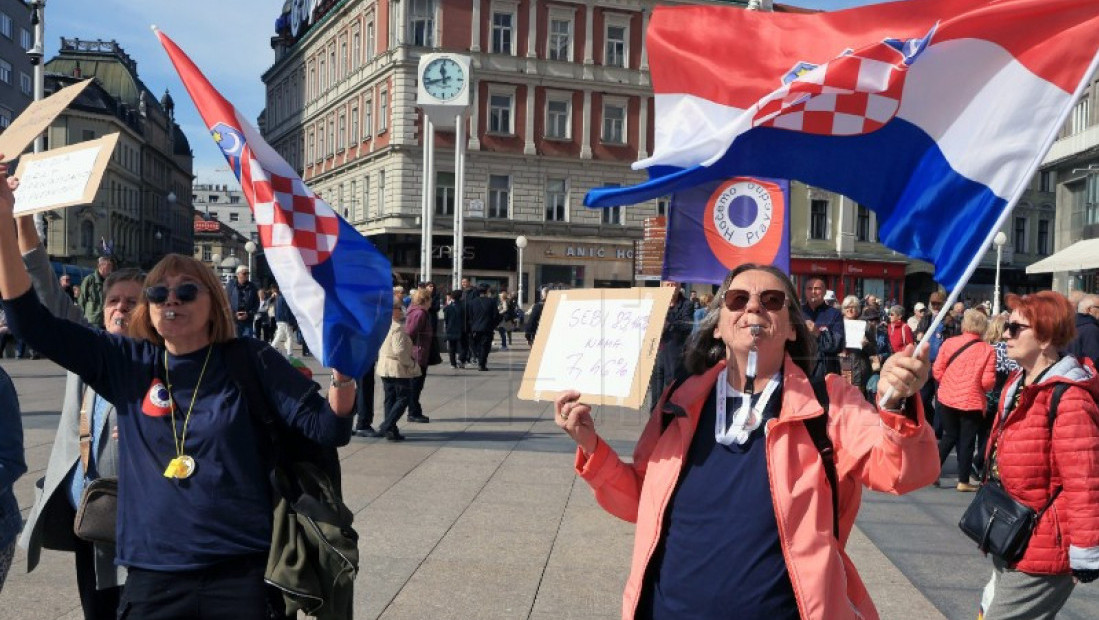 Protest penzionera u Zagrebu, traže da penzija bude 60 odsto prosečne zarade, Plenković: Oni podržavaju Milanovića