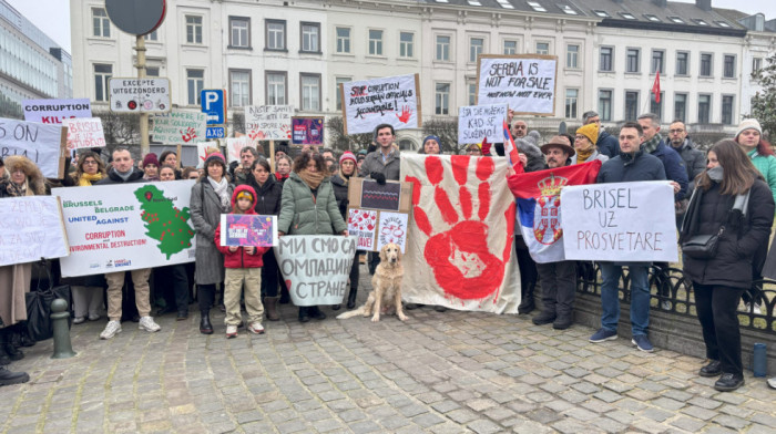 "Dijaspora uz studente i prosvetare": Protest i 15 minuta tišine u Briselu