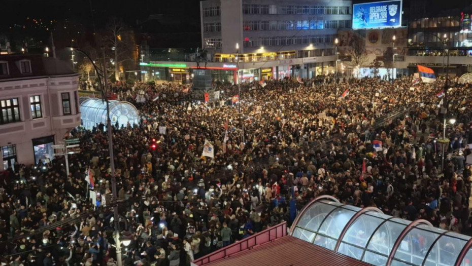 Protest studenata u blokadi u Nišu pod nazivom "Četiri u četiri, ćutanja je dosta"