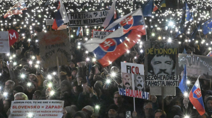 Protest u Bratislavi povodom godišnjice ubistva novinara Jana Kucijaka  i njegove verenice